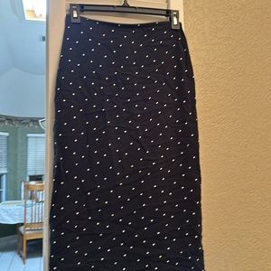 NEVER WORN Navy polka dot Midi skirt- size XS!